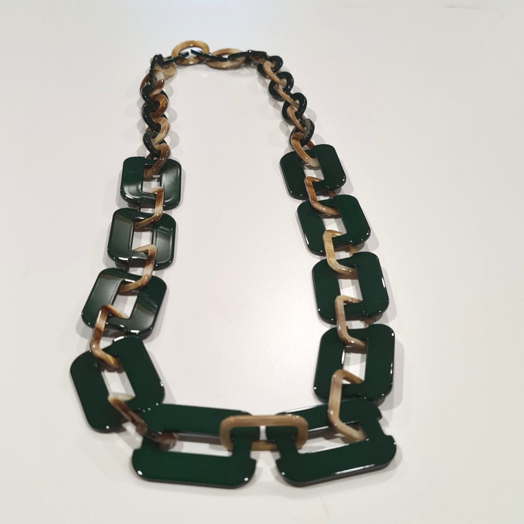 Green & Leopard Long Statement Necklace*