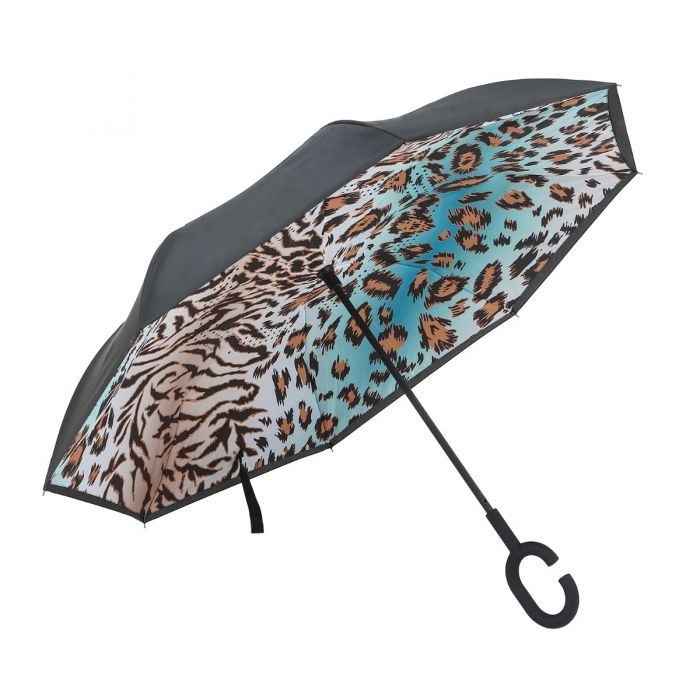 Turquoise Leopard Print Umbrella*