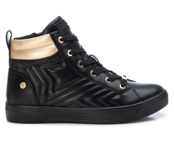 XTI Black & Gold High Top Trainers