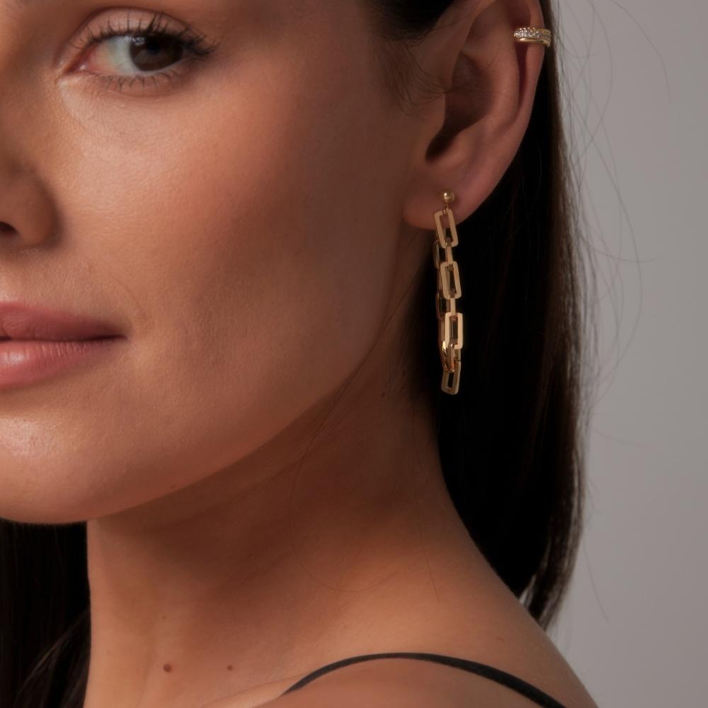Paper Clip Gold Chain Earrings*