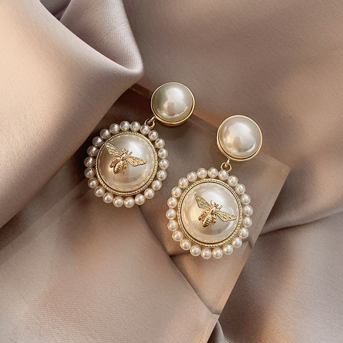 Pearl & Gold Bee Earrings*