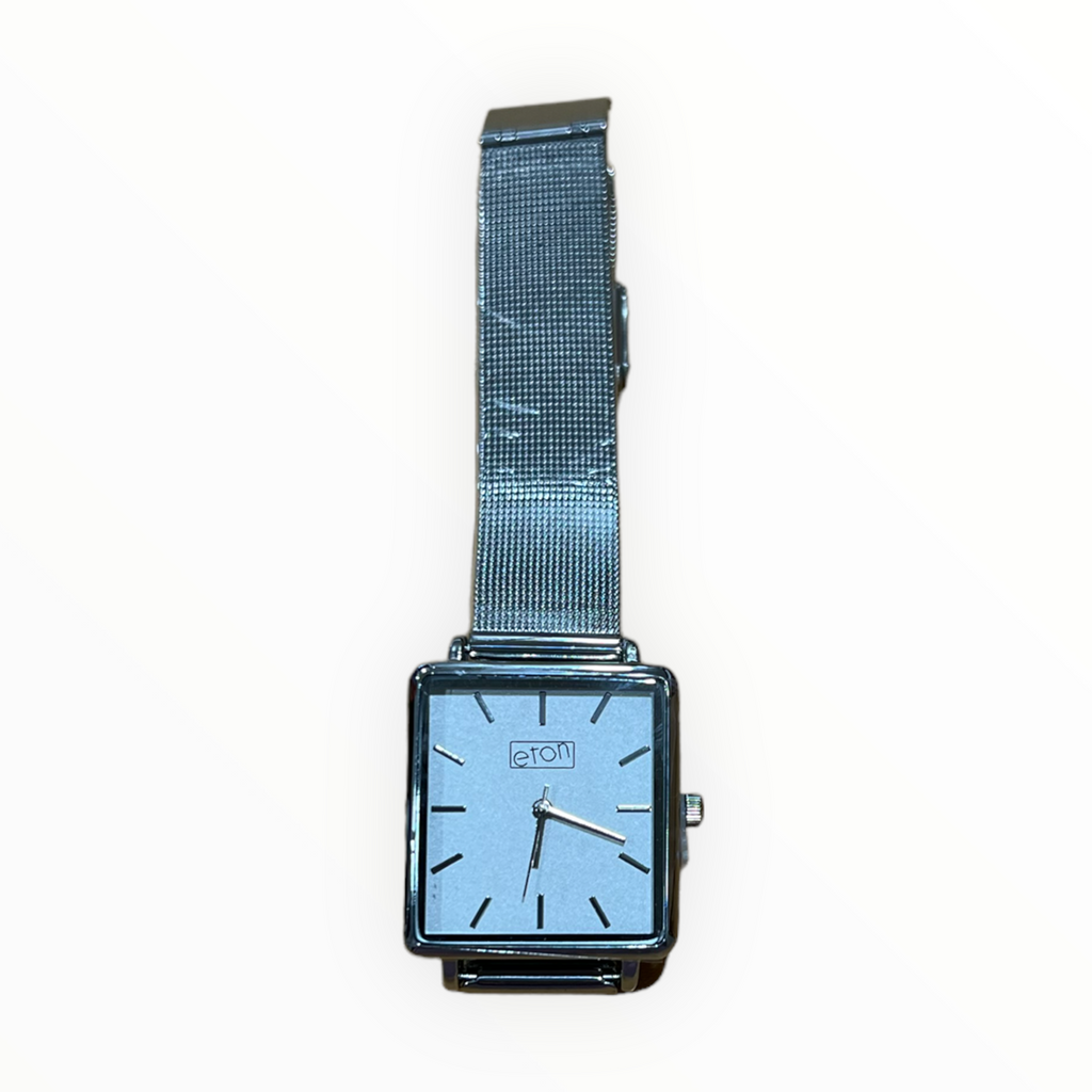 Silver Mesh Strap Watch With Square Face*
