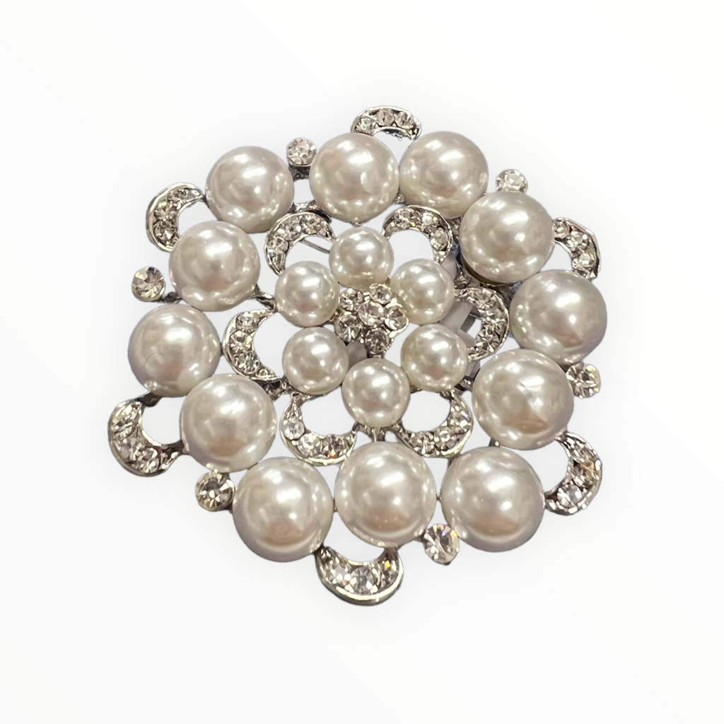 Pearl & Crystal Embellished Brooch*