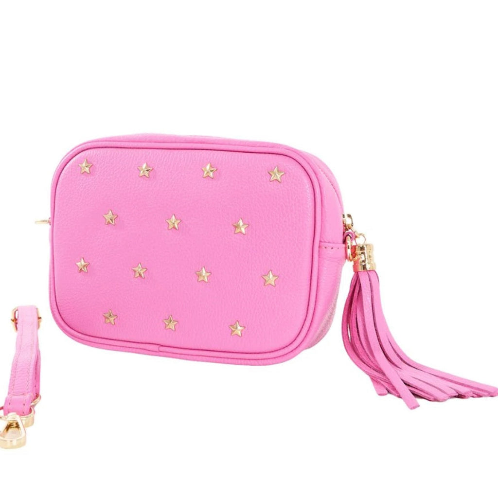 Hot Pink & Gold Star Italian Leather Handbag