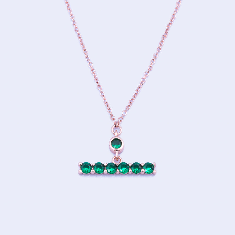 Rose Gold & Emerald T Bar Necklace*