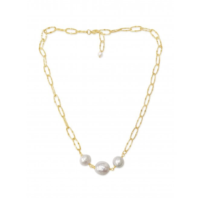 Gold & Pearl Chunky Chain Necklace*