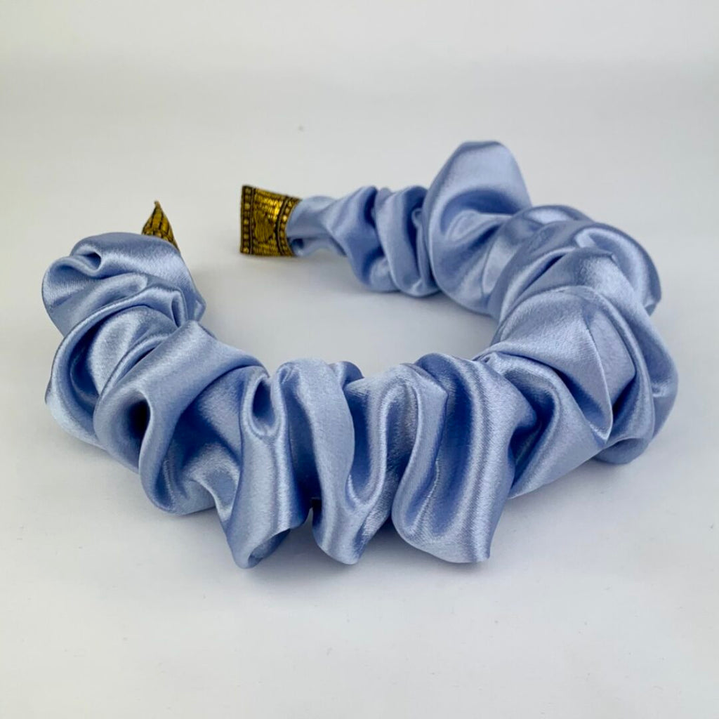 Blue Silk Ruffle Headband*