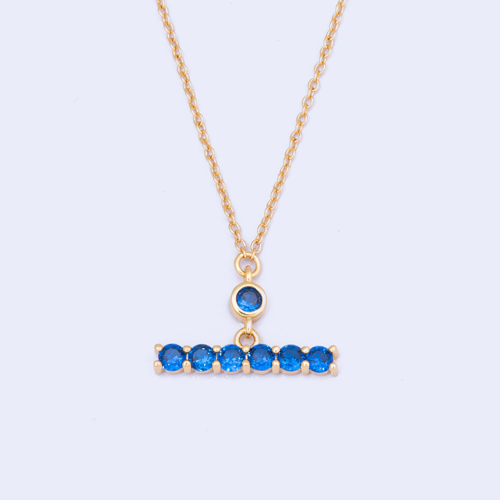 Gold & Sapphire T Bar Necklace*