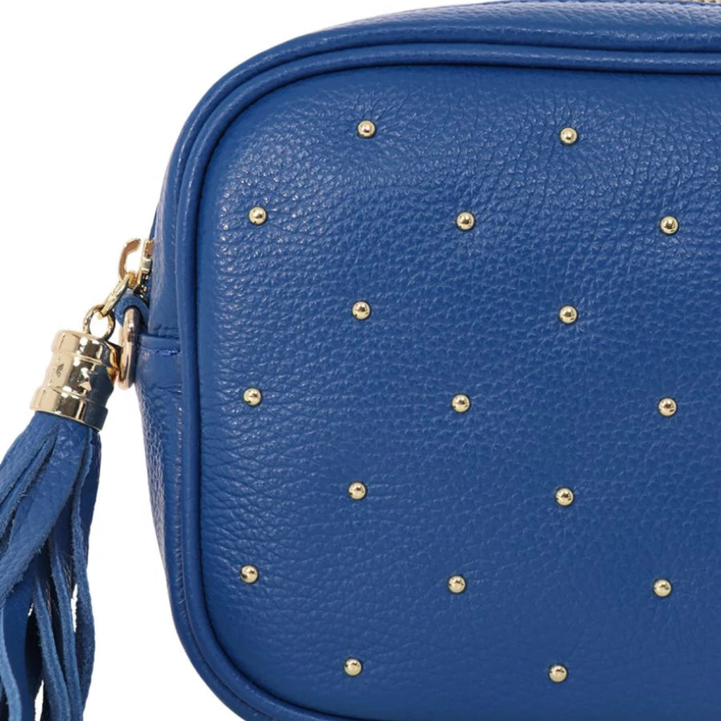 Royal Blue & Gold Studded Italian Leather Handbag*