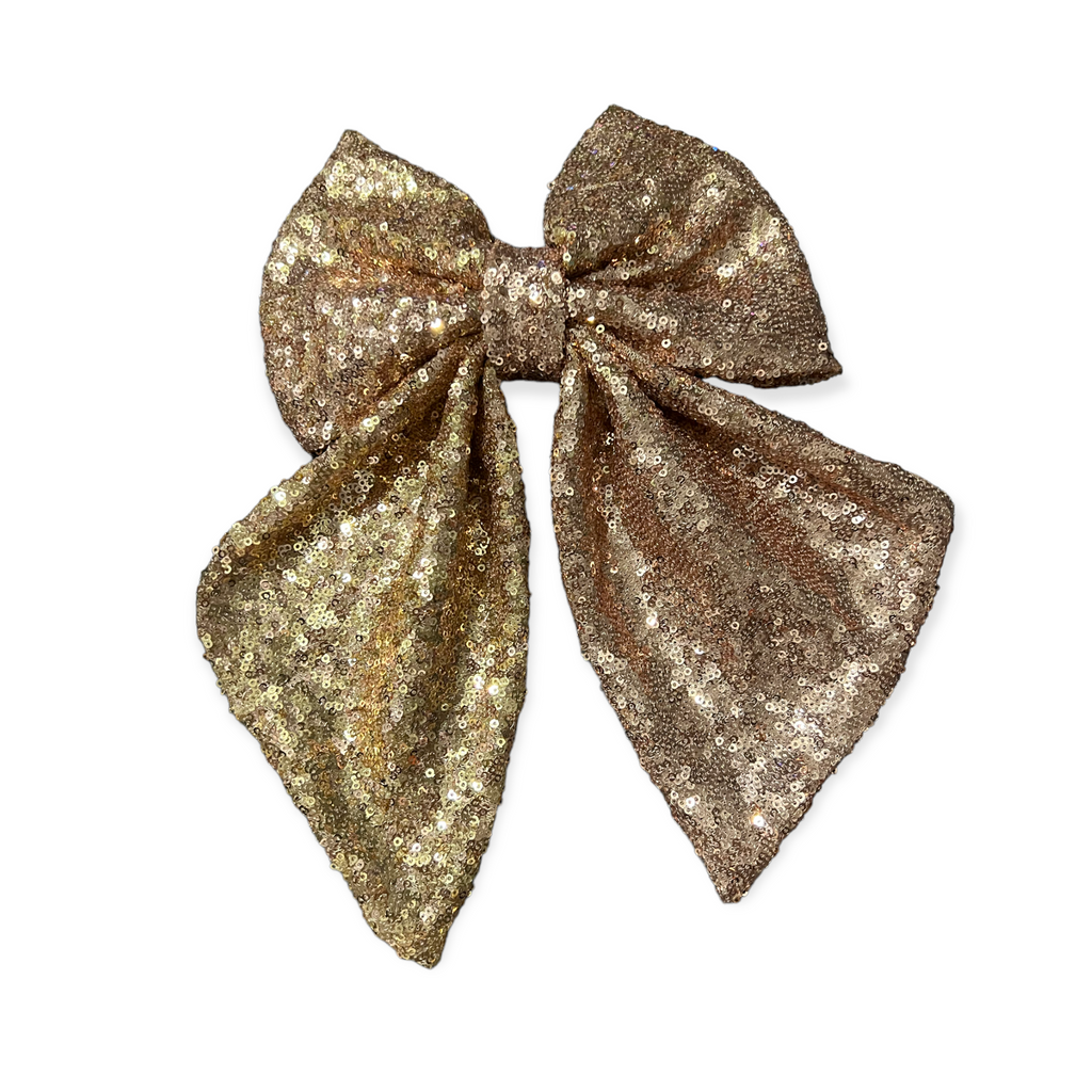 Rose & Gold Metallic Sequin Hair Bow*