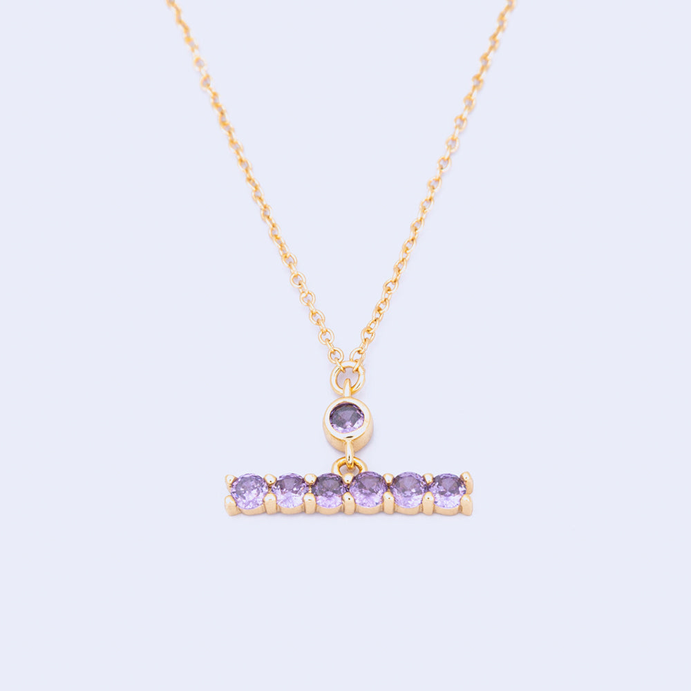 Gold & Amethyst T Bar Necklace*
