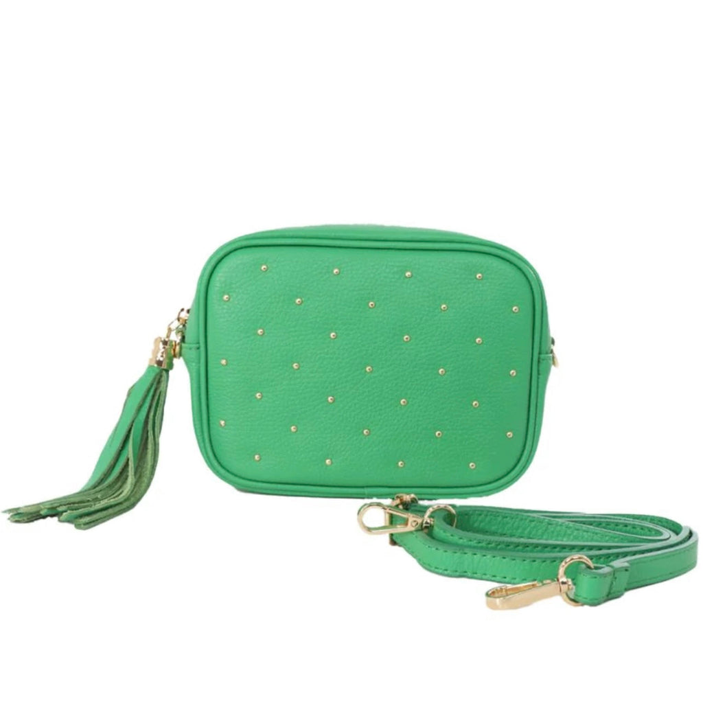Watermelon & Gold Studded Italian Leather Handbag*
