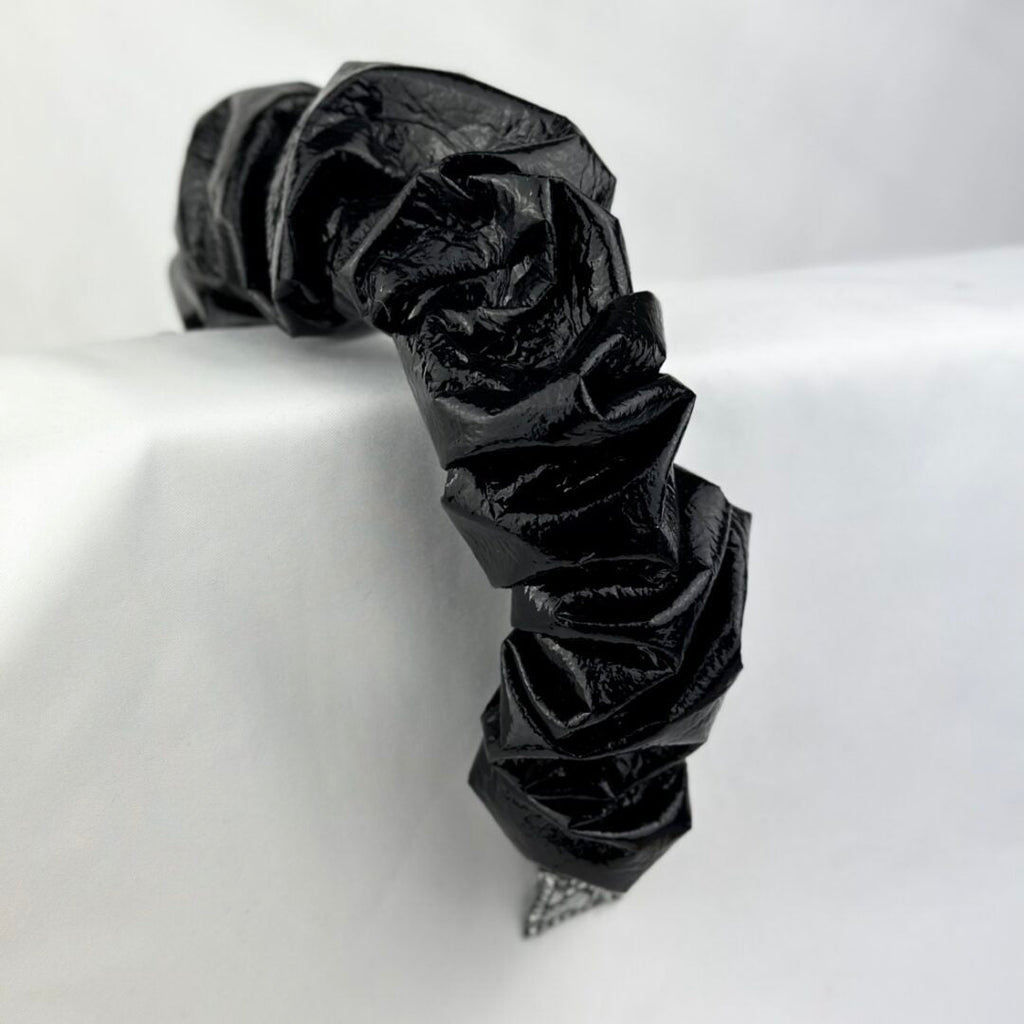 Black PVC Ruffle Headband*