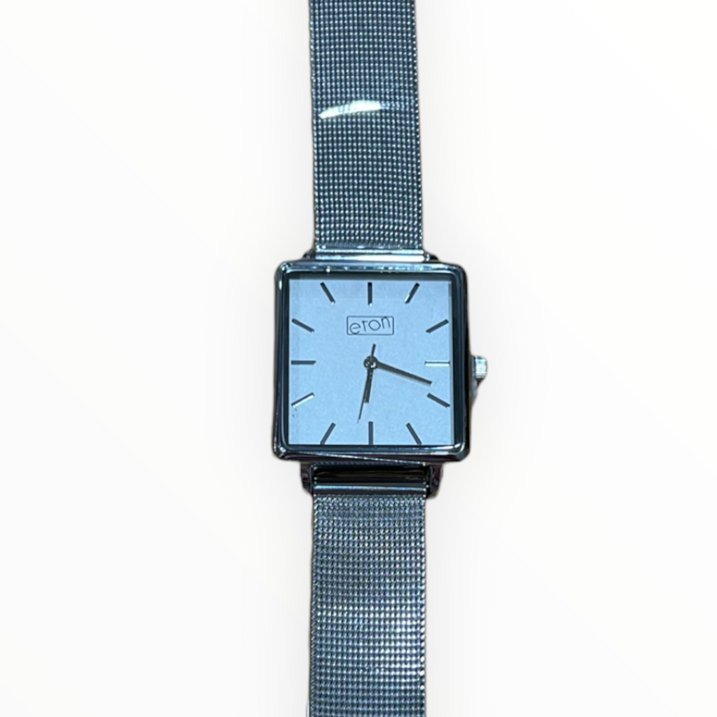Silver Mesh Strap Watch With Square Face*