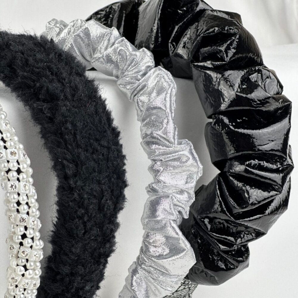Black PVC Ruffle Headband*