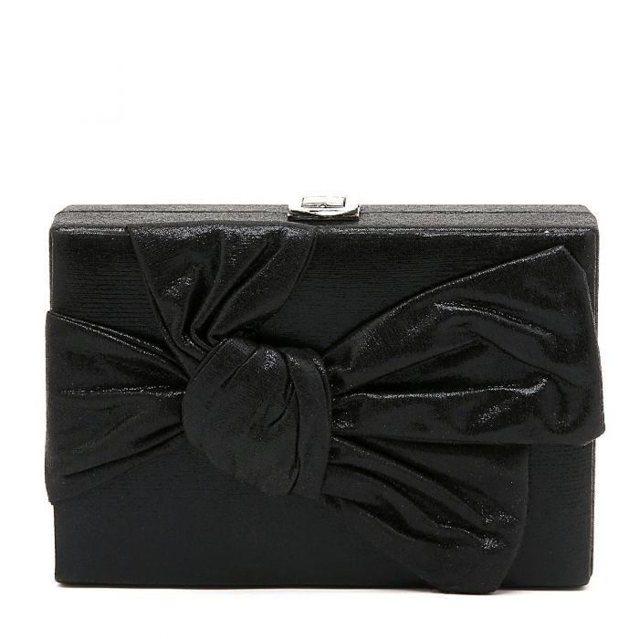 Black Shimmer Bow Clutch Bag