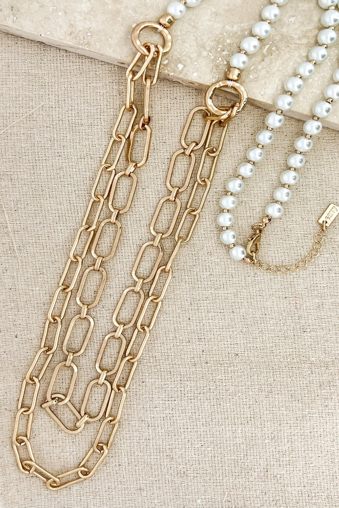 Gold & Pearl Long Layered Necklace*