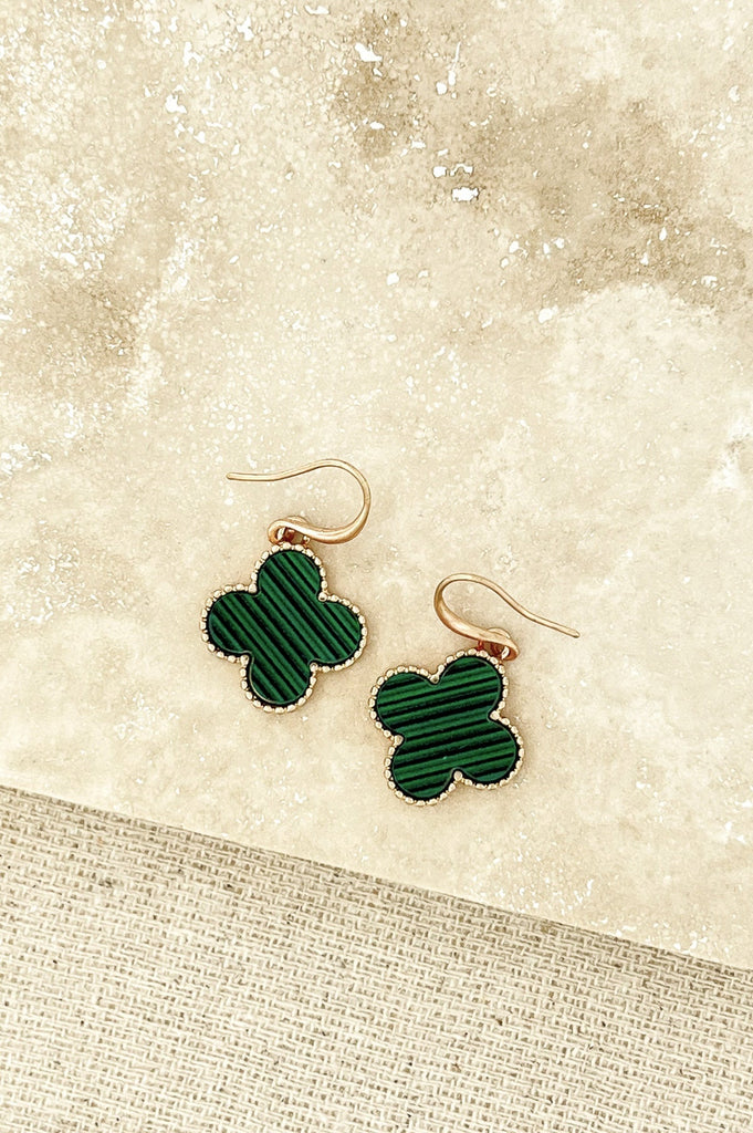 Green & Gold Clover Drop Earrings*