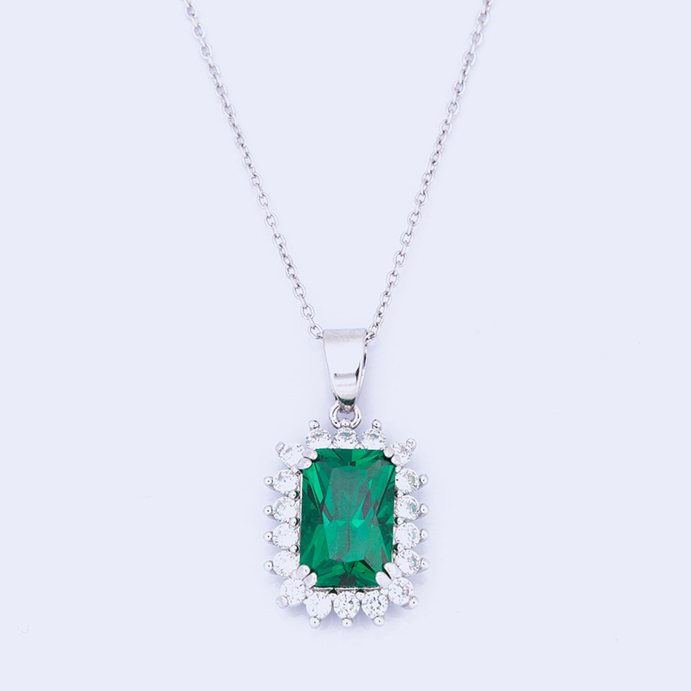 Silver & Emerald Pendant Necklace