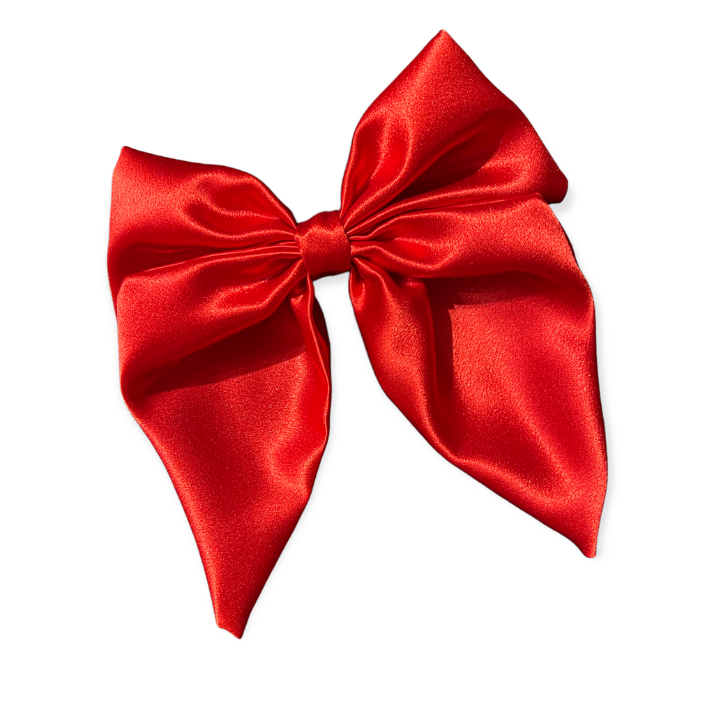 Red Satin Hair Bow*