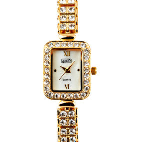 Gold Crystal Strap Square Face Strap*
