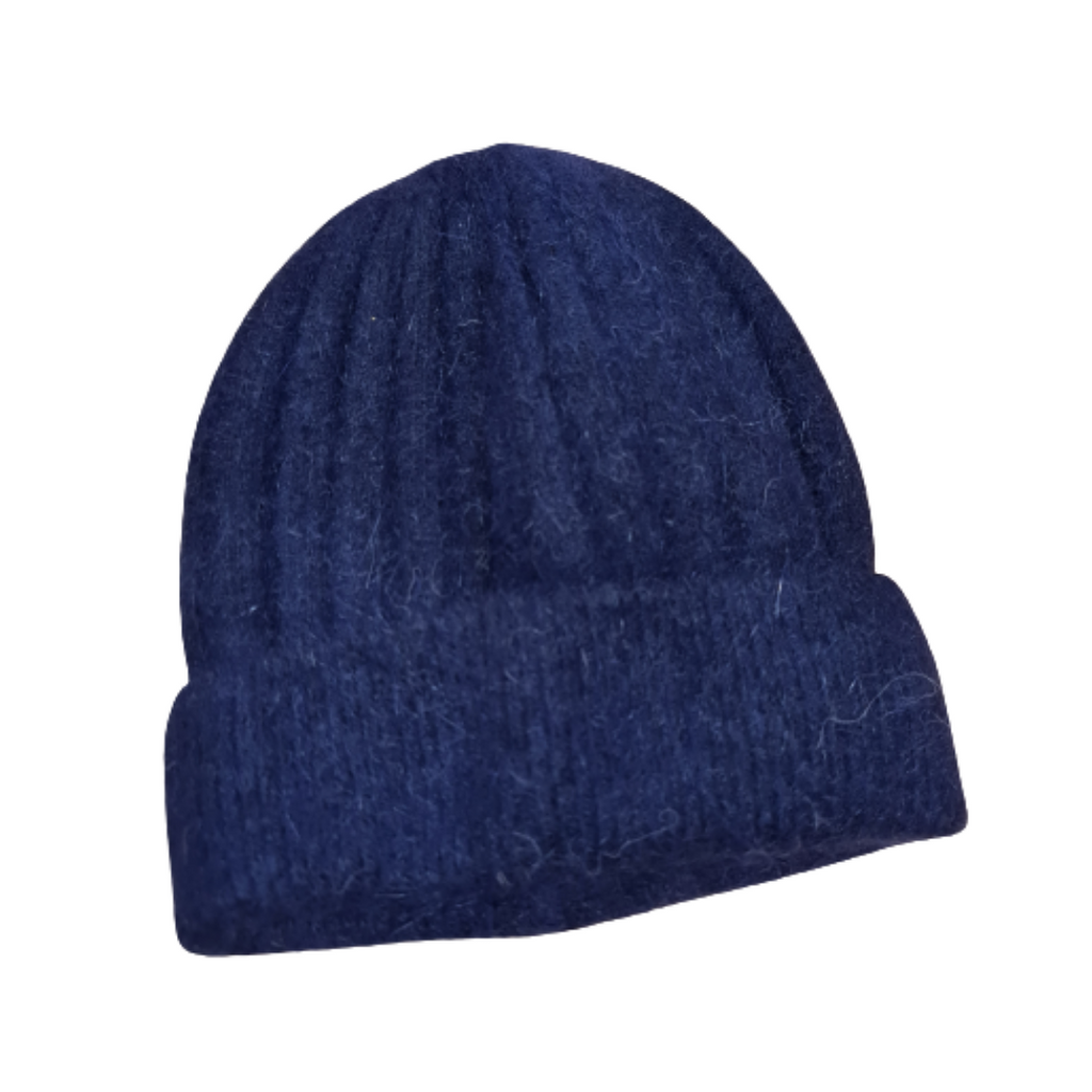 Navy Angora Wool Hat